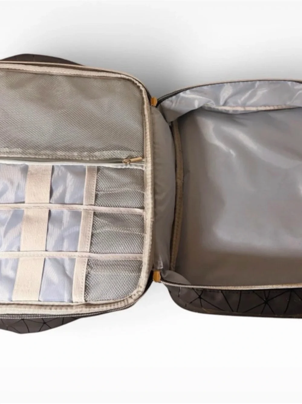 Black Geometric Two-Tier Makeup Travel  Bag